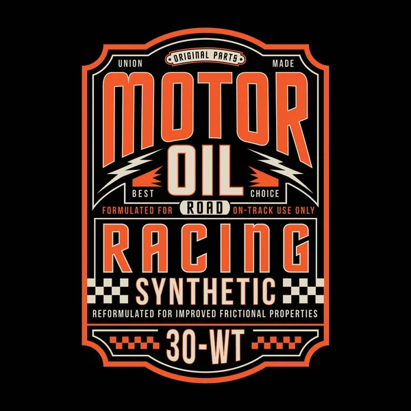 Olej Silnikowy Racing Typografii Shirt Grafiki — Wektor stockowy