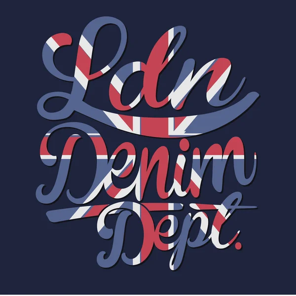 Drapeau Denim Londres Typographie Shirt Graphique — Image vectorielle