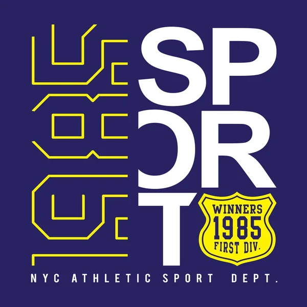 Sport Atletische Typografie Shirt Afbeelding — Stockvector