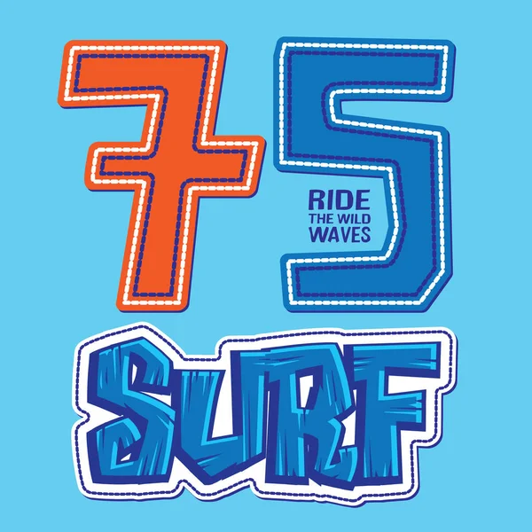 Tipografía Surf Gráfico Camiseta — Vector de stock