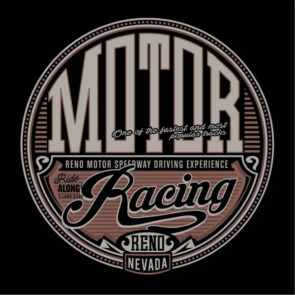 Racing Motor Typografi Shirt Grafik — Stock vektor