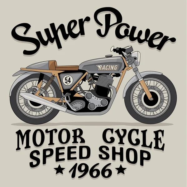 Tipografía Carreras Motos Vintage Gráfico Camiseta — Vector de stock