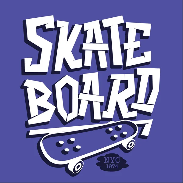 Skate Board Typografie Shirt Afbeelding — Stockvector