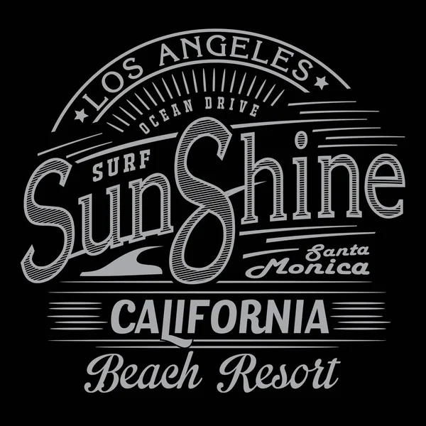 Los Angeles Surf Beach Resort Typografii Shirt Grafiki — Wektor stockowy