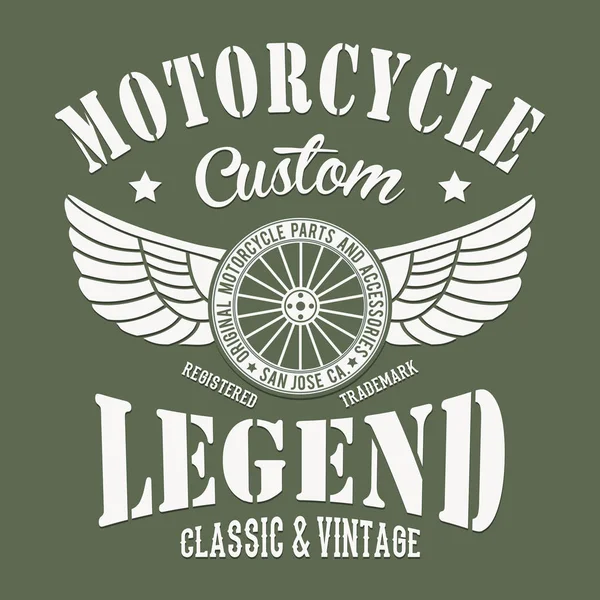 Tipografía Motocicleta Vintage Gráfico Camiseta — Vector de stock