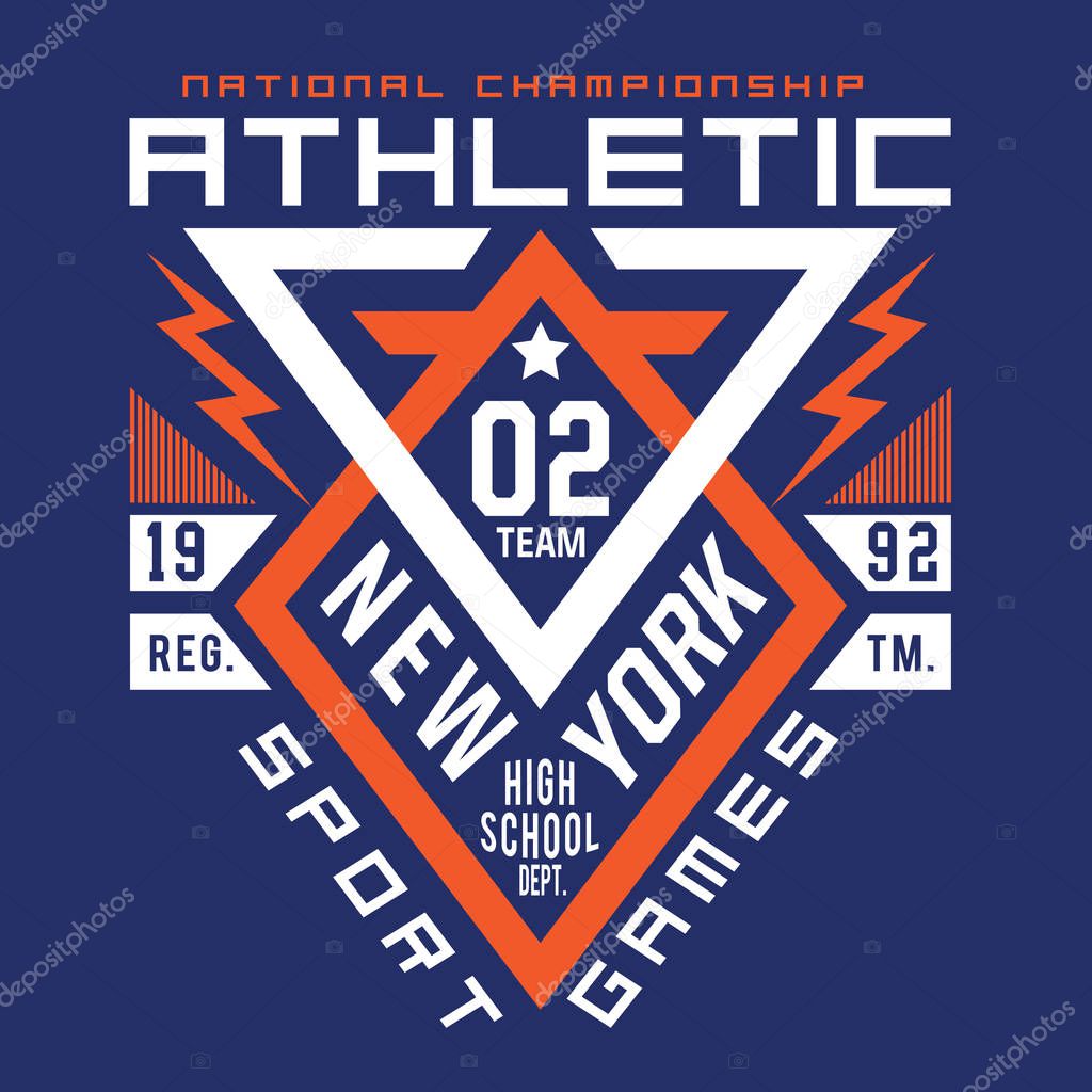Athletic New York typography, t-shirt graphic