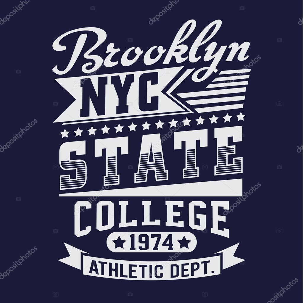 Brooklyn athletic sport typography, t-shirt graphic