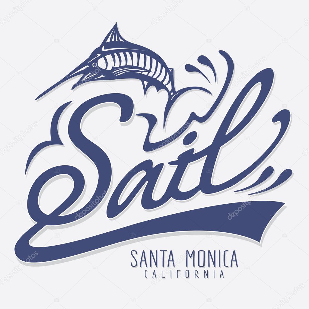 Sail typography, t-shirt graphic