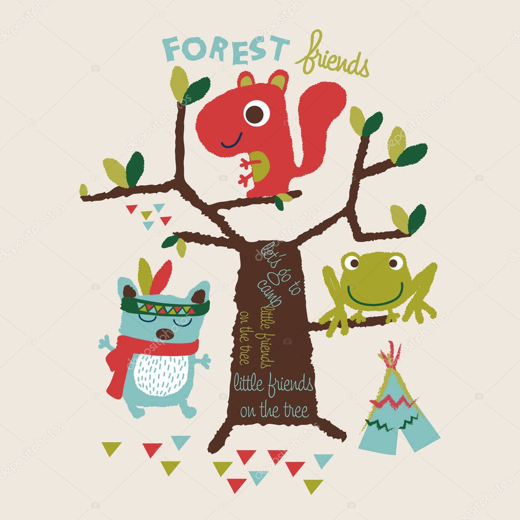 Download Three Little Forest Friends Playing Editable Vector ...