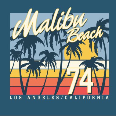 Malibu sörf spor tipografi, t-shirt grafiği