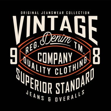 Vintage denim tipografi, t-shirt grafiği