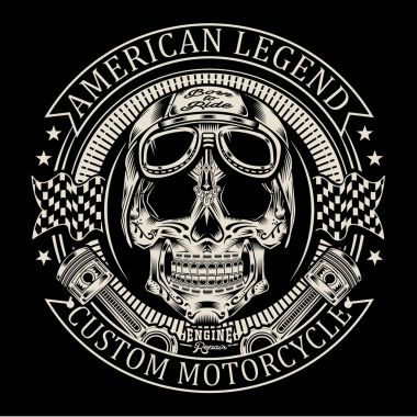 Motosiklet kafatası tipografi, t-shirt grafiği