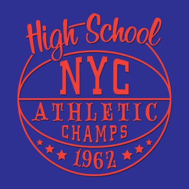 Atletik spor Nyc tipografi, t-shirt grafiği