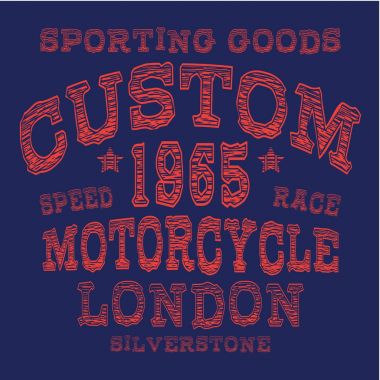 Motosiklet Londra tipografi, t-shirt grafiği
