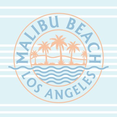 Malibu beach tipografi, t-shirt grafiği