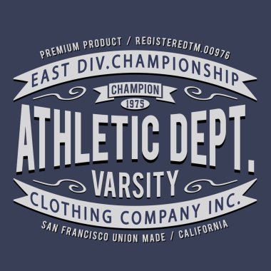 Spor atletik tipografi üniversite, t-shirt grafiği