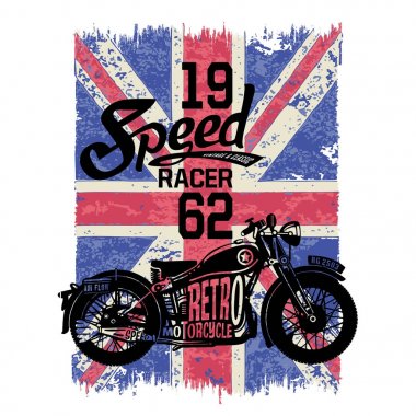 İngiliz bayrağı tipografi, t-shirt grafik motosiklet