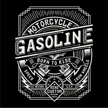 Motosiklet benzin tipografi, t-shirt grafiği