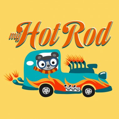 Hot rod araba alev boya ile. Vektör çizim.