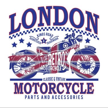 İngiltere bayrak tipografi, t-shirt grafik motosiklet