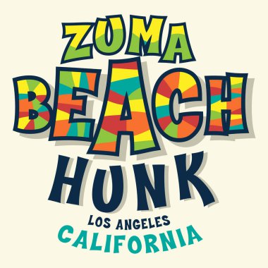 Zuma Beach California T-Shirt tasarım. Vektör tasarımı.