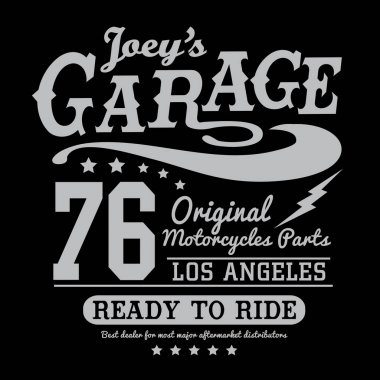 Motosiklet Garaj tipografi, t-shirt grafiği
