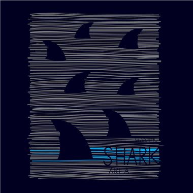 Köpekbalığı illüstrasyon, tipografi.