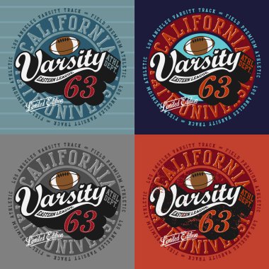 Varsity sports California University Athletic designs typography, t-shirt graphics, vector illustration. clipart