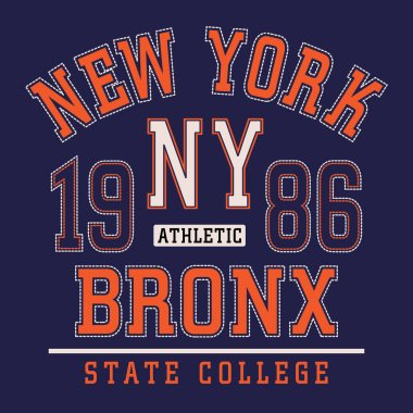 Üniversite atletik spor New York tipografi, t-shirt grafiği