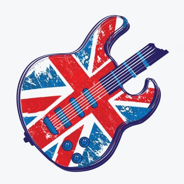 İngiltere'de gitar illüstrasyon, t-shirt grafiği