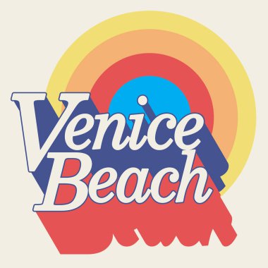 Venice beach tipografi, t-shirt grafiği