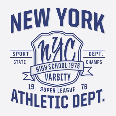 Atletik New York City tipografi, t-shirt grafiği