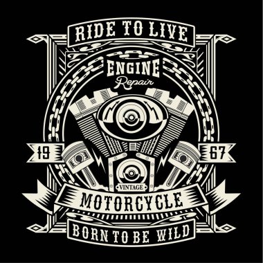 Vintage motosiklet binmek tipografi, t-shirt grafiği