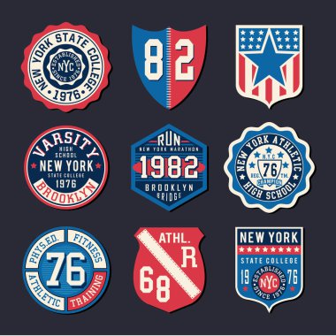 Atletik kalkan tipografi, t-shirt grafiği