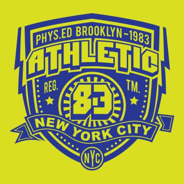 Atletik spor Nyc tipografi, t-shirt grafiği