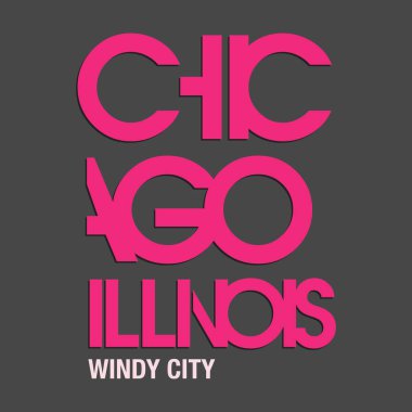 Chicago Illinois tipografi, t-shirt grafik, vektörel çizimler