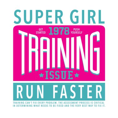 Eğitim spor kız tipografi, t-shirt grafiği