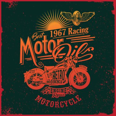 Degrade sanat tasarım tipografi ve Motosiklet ile / vektör çizim.