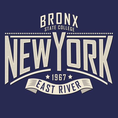 Üniversite New York tipografi, t-shirt grafiği
