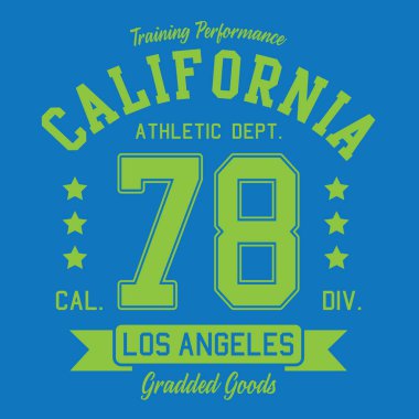 California atletik tipografi, t-shirt grafiği