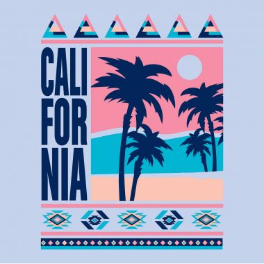 California beach tipografi, t-shirt grafiği