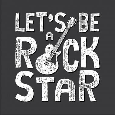 Rock müzik gitar tipografi, tee gömlek grafiği
