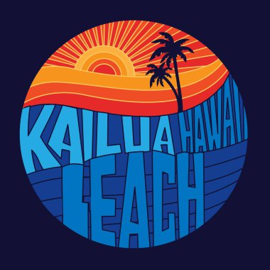 Honolulu beach tipografi, t-shirt grafiği