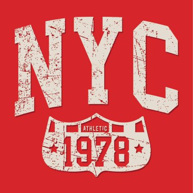 Atletik spor Nyc tipografi, t-shirt grafiği