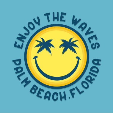 Gülümseme yaz tropikal tipografi, t-shirt grafiği