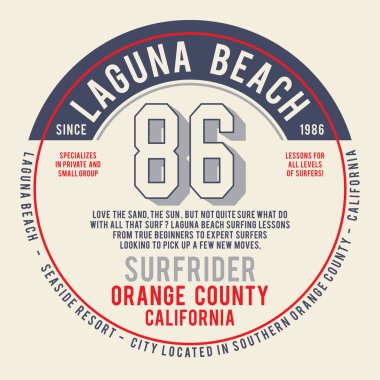 California tipografi, t-shirt grafik ile sörf