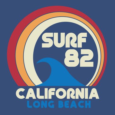California tipografi, t-shirt grafik ile sörf