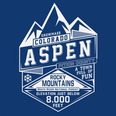 Colorado dağ spor tipografi, t-shirt grafiği