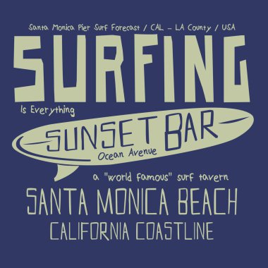 California sörf tipografi, t-shirt grafiği