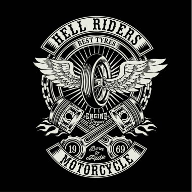 Vintage motosiklet tipografi, t-shirt grafiği